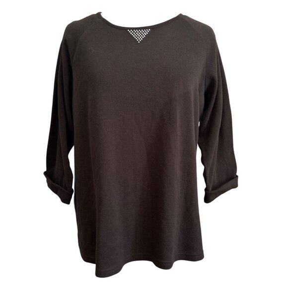Quacker Factory Tops - Quacker Factory XL Womens Black Pullover Top With Rhinestone Detail 3/4 Sleeves